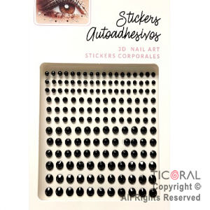 STICKERS STRASS AUTOADHESIVOS CIRCULOS FACETADOS NEGRO X 12 PLANCHAS